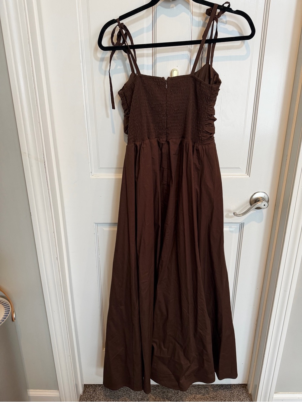 NWOT WAYF Where Are You From Front Tie Brown Midi Boho Dress Size M - Picture 5 of 5